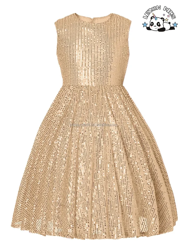 LEZONKIDS - Wholesale Customized Sleeveless Sparkly Kids Party Sequined Dress Princess Dress for Girl
